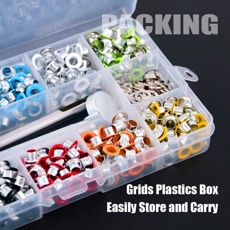 Rustark 500 Sets Grommet Kit 3/16 Inch Grommet Setting Tool Metal Eyelets Set with 4 Pieces Install Tool Kit in Storage Box for Clothes Shoes Bag Paper Leather Crafts DIY Projects (10 Colors) - Image 5